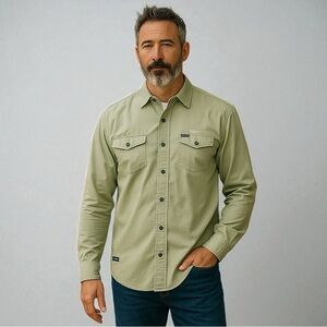 TWILLS Utility Wear Adventure Men Green‎ Button Down Long Sleeve Shirt Size XL
